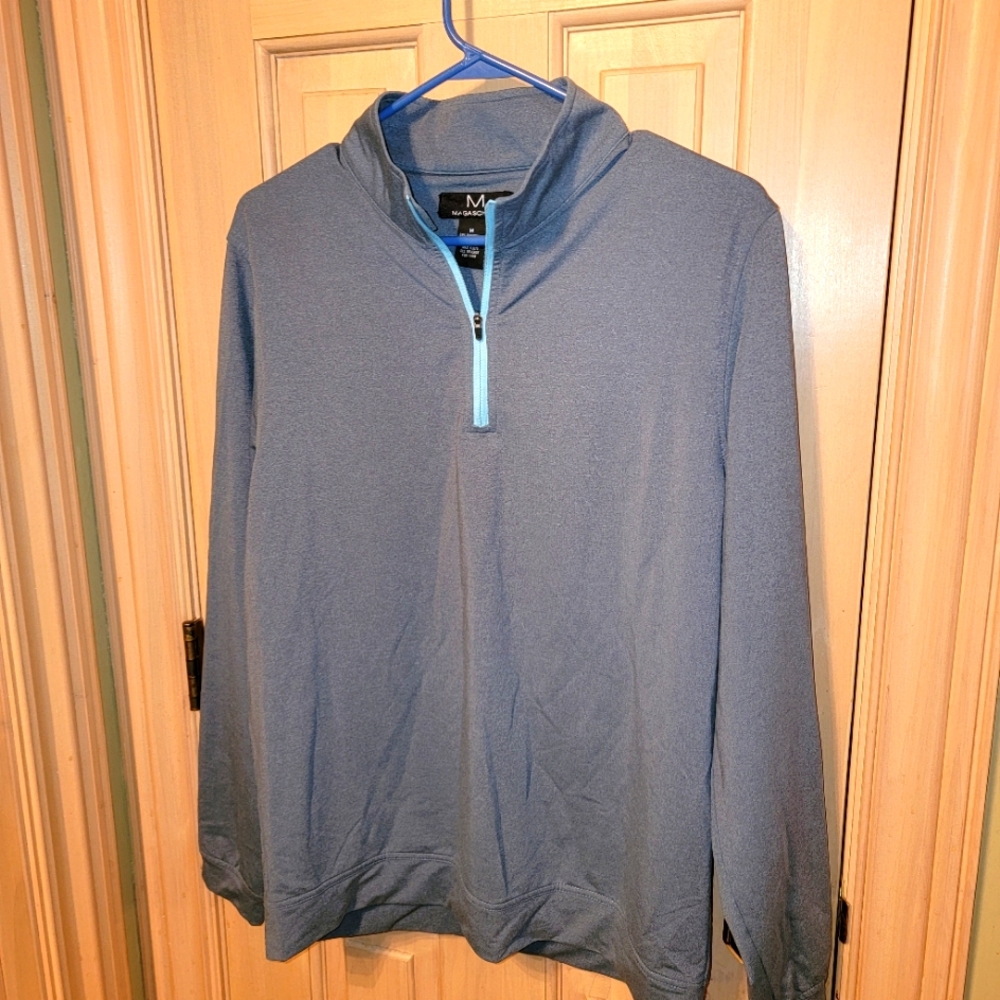 Mens sz M 1/4 zip Magaschoni gray pullover shirt like new